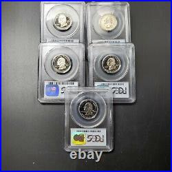 1999 S Complete 5 Coin CLAD Proof Quarter Set PCGS Graded PR69 DCAM