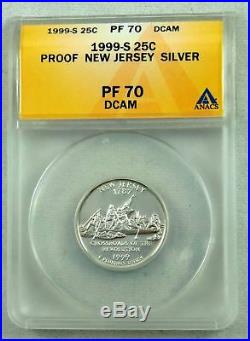 1999-S Complete PF 70 DCAM Silver State Quarter Set Delaware NJ PA CT GA ANACS