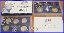 1999 to 2008 Proof Set U. S. Mint 10 Sets Complete 50 State Quarters Box COA