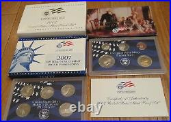 1999 to 2008 Proof Set U. S. Mint 10 Sets Complete 50 State Quarters + Other COA