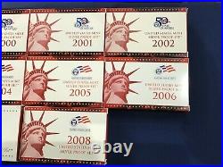 1999 to 2008-S US Silver Proof Sets Complete Run of 10 Sets E6575