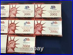 1999 to 2008-S US Silver Proof Sets Complete Run of 10 Sets E6576