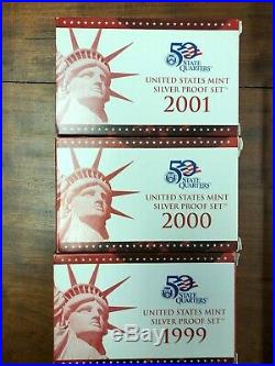 1999 to 2015 COMPLETE RUN US MINT SILVER PROOF SETS Lot of (17)