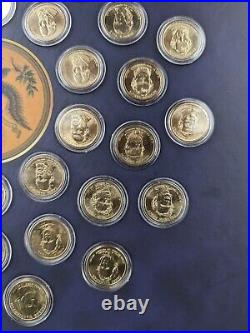 19x26 GOLDEN DOLLAR PRESIDENT COINS Complete Set 40/ With Frame Uncirculated