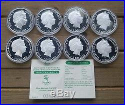 2000 Sydney Olympic 1oz. 999 Silver Coin Complete Set Of 8