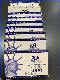 2000 through 2009 US Mint Proof Sets DECADE LOT of all 10 Complete in boxes