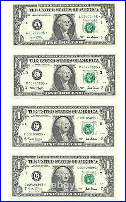 2001 $1 Complete District Star? Set, 7 Crisp & Uncirculated Banknotes, 95