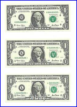 2001 $1 Complete District Star? Set, 7 Crisp & Uncirculated Banknotes, 95