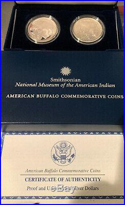2001-P American Buffalo Silver Dollar 2 Coin Set Complete With Box And COA