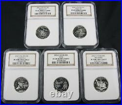 2002 S Silver State Quarter Proof Complete 5 Coin Set Ngc Pf 70