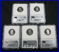 2002 S Silver State Quarter Proof Complete 5 Coin Set Ngc Pf 70