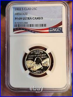 2003-s Clad Proof Set, Complete Multi Coin Set Of 10 Coins Ngc Pf69 Ultra Cameo