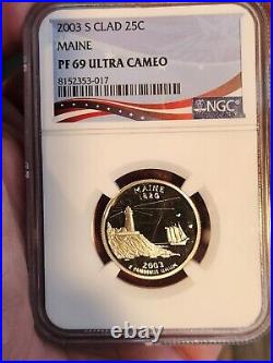 2003-s Clad Proof Set, Complete Multi Coin Set Of 10 Coins Ngc Pf69 Ultra Cameo