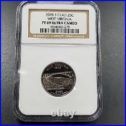2005 S Complete 5 Coin Clad Proof Quarter Set NGC Graded PF69 UCAM Brown Label