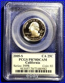 2005-S Complete Clad State Quarter Set Flag Labels PCGS PR70DCAM