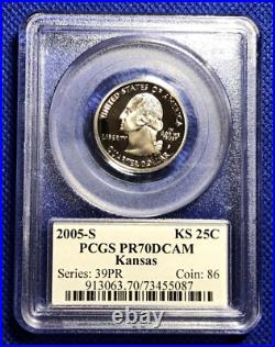 2005-S Complete Clad State Quarter Set Flag Labels PCGS PR70DCAM