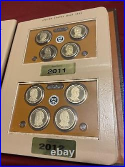 2007 2016 Complete 39 Coin Proof Presidential Dollar Set In Dansco 7092 Album