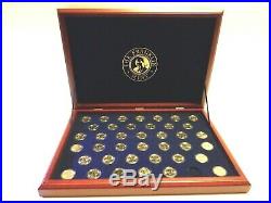 2007-2016 Complete Set Presidential Dollar Coin Display cherry wood Case leather
