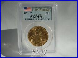 2007-W Gold Eagles PCGS MS70 First Strike Complete 4 Coin Set $5, $10, $25, $50