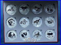 2008-2019 Australia Silver Lunar 2 Oz. Series 2-complete Set-12 Coins With Case