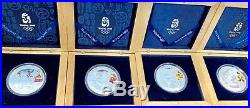 2008 China Beijing Olympics 4 Silver High Relief Coin Complete Set! New Box/COAs