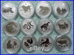 2008 to 2019 Australia Silver Lunar (Complete Set of 12 One ounce coins)