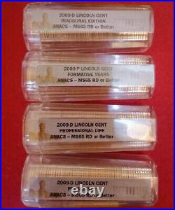 2009 Bicentennial Complete Penny Set Anacs Graded Ms 65+++ (red) Four Rolls
