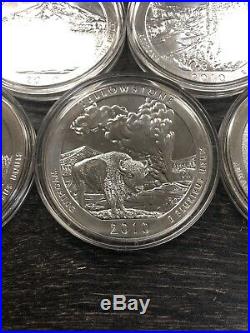 2010 America The Beautiful 5oz Silver Quarters Complete Set 5 Coins