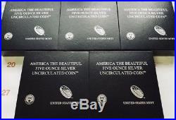 2010 Mint-P AMERICA THE BEAUTIFUL 5 OZ COIN COMPLETE SET. 999 SILVER
