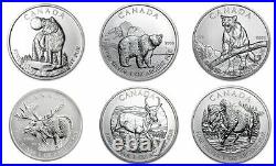 2011 2012 2013 Canada Wild Life UNC Complete Box Set 6x 1oz SILVER. 9999 coins