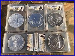 2011-P PCGS Roosevelt SP70 5 oz SILVER ATB SET -ALL 5 COINS To Complete The Set