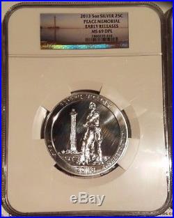 2013 America The Beautiful (25c) 5oz NGC MS69 DPL&PL E/R 5-Coin Complete Set