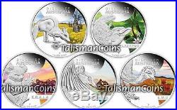 2013 Discover Australian Wildlife Complete 5 Coin $1 Pure Silver Color Proof Set