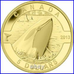 2013 O Canada Complete 5 Coin $5 1/10 Oz Gold Proof Set Wolf Orca in Wood Case