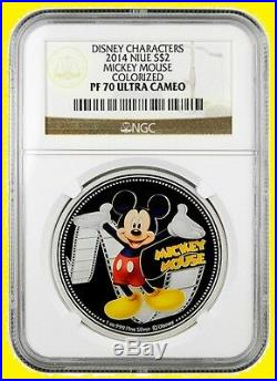 2014 Disney Characters 6 Silver Coins Complete Set All Ngc Pf 70 Uc Mint Box/coa