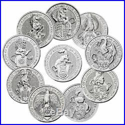 2016-2021 Britain 2 oz Silver Queen's Beasts 10 Coin Complete Set £5 BU PRESALE