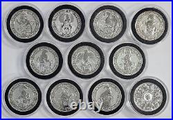 2016 2021 UK Queen's Beasts 2oz Silver Complete Set of 11