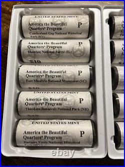 2016 P&D America the Beautiful 25c Complete Set of 10 U. S. Mint Rolls 400 Coins