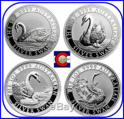 2017,2018,2019,2020 Australia Silver Swans 4-1 oz Coins complete set to date