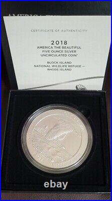 2018 America The Beautiful 5oz Silver Burnished Coins Uncirculated Complete Set
