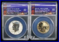 2018-s Anacs Reverse Proof Date Complete Box Set Rp70 Dcam Strike #164 5382