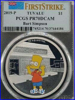 2019 Simpsons (5) Complete Silver 1oz Set PCGS PR70 Maggie Lisa Bart Homer Marge