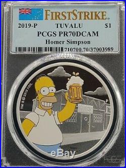2019 Simpsons (5) Complete Silver 1oz Set PCGS PR70 Maggie Lisa Bart Homer Marge