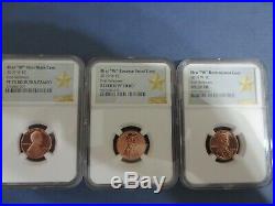2019 W Complete West Point Lincoln Cent (3) Coin Set Ngc Pf70, Rpf70, Ms69, Fr