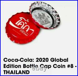 2020 Fiji Silver Coca Cola Global Edition Bottle Cap Complete 9-Coin Set OGP COA