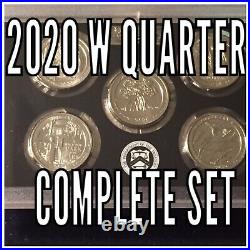 2020 W Quarters 5 Coin Complete Set. Rare, Low Mintage Coins