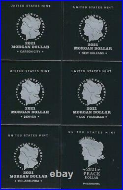2021 Morgan CC-O (Privy) S-D-P and Peace (P) Silver Dollars COMPLETE SET