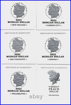 2021 Morgan CC-O (Privy) S-D-P and Peace (P) Silver Dollars COMPLETE SET