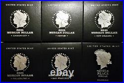 2021 Silver Morgan And Peace Dollar Complete Set (cc, D, O, P, S) 6 Coins