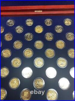24k Gold Plated State Quarters Complete 50 Coins In a Collectible Wood case coa
